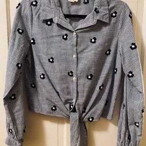 Sienna Sky, Embroidered Flower Crop Top, Size S